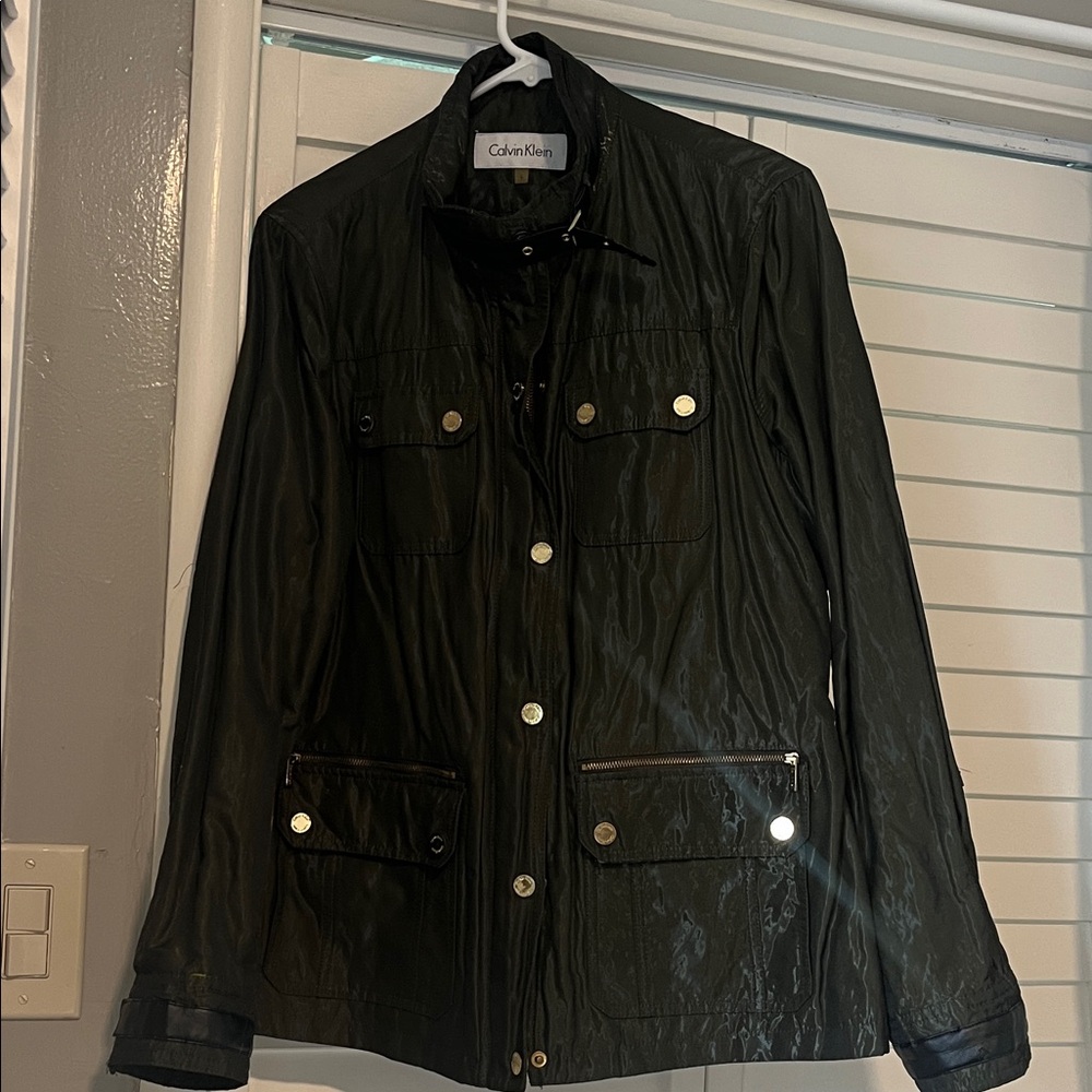 Calvin Klein Shiny Dark Green Utility Jacket
